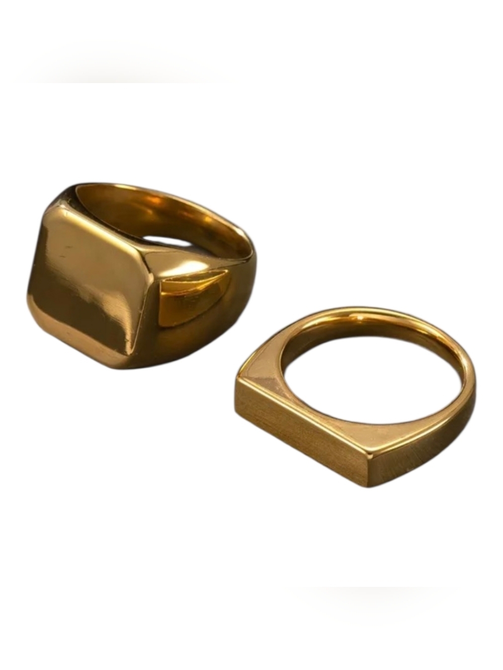 New - Set Of 2 Stainless Steel Rings In Gold Tone Size 11 - Picture 2 of 2